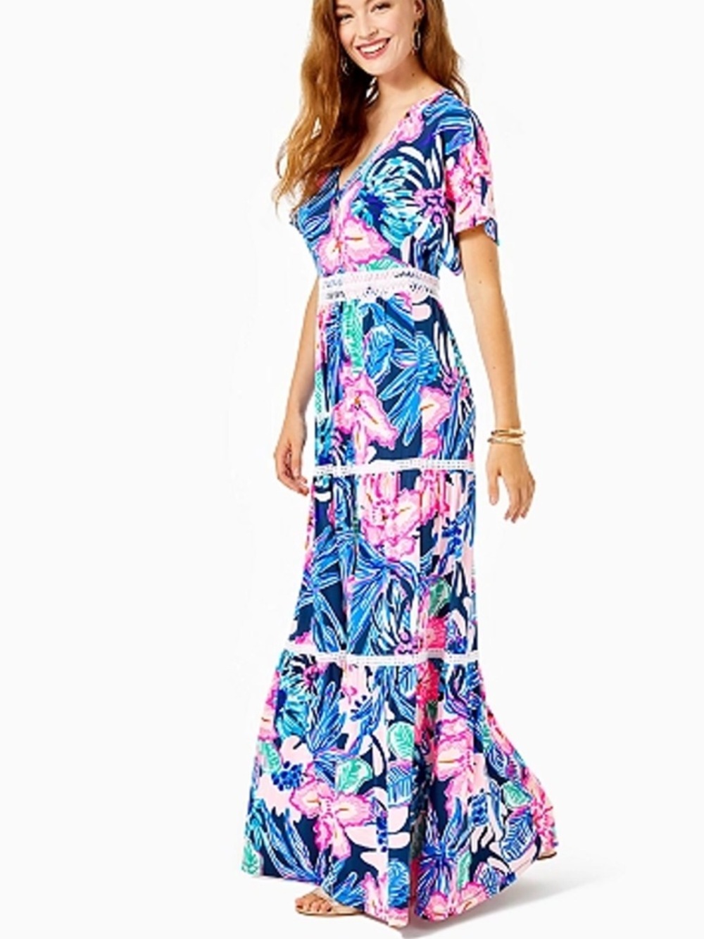 Lilly Pulitzer Maribella Maxi Dress High Tide Navy 8 - Picture 2 of 12